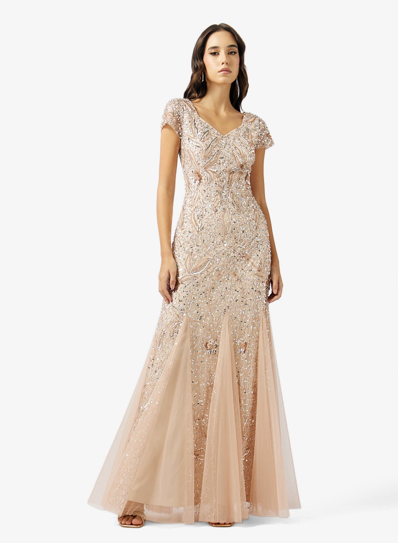 Namshi x Beaded Embellished A Line Gown - Image 1