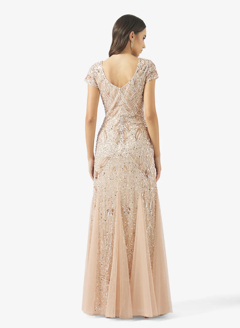 Namshi x Beaded Embellished A Line Gown