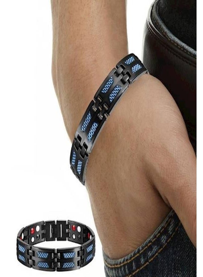 Platinium Plated Stainless Steel Germanium Studded Bracelet - Image 2