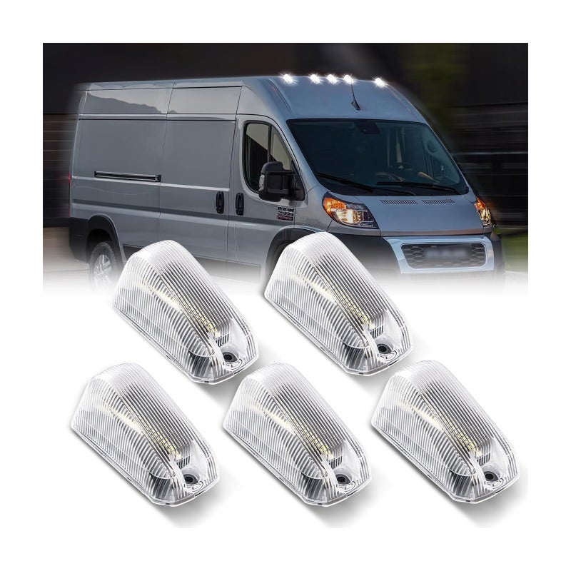 DERMOKA Cab Roof Top Marker Lights White Led Clearance Running Lamps for 20142023 Dodge Ram ProMaster 1500 2500 35005PCS Clear Len