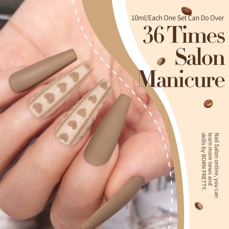 Born Pretty Gel Nail Polish 6 Colos,Nude Brown Skin Tone,Roasted Chestnuts Chocolate Gel Polish Collection Neutral Beige Khaki Gel Polish Kit All Seasons Nail Art Manicure DIY for Home Salon - Image 5