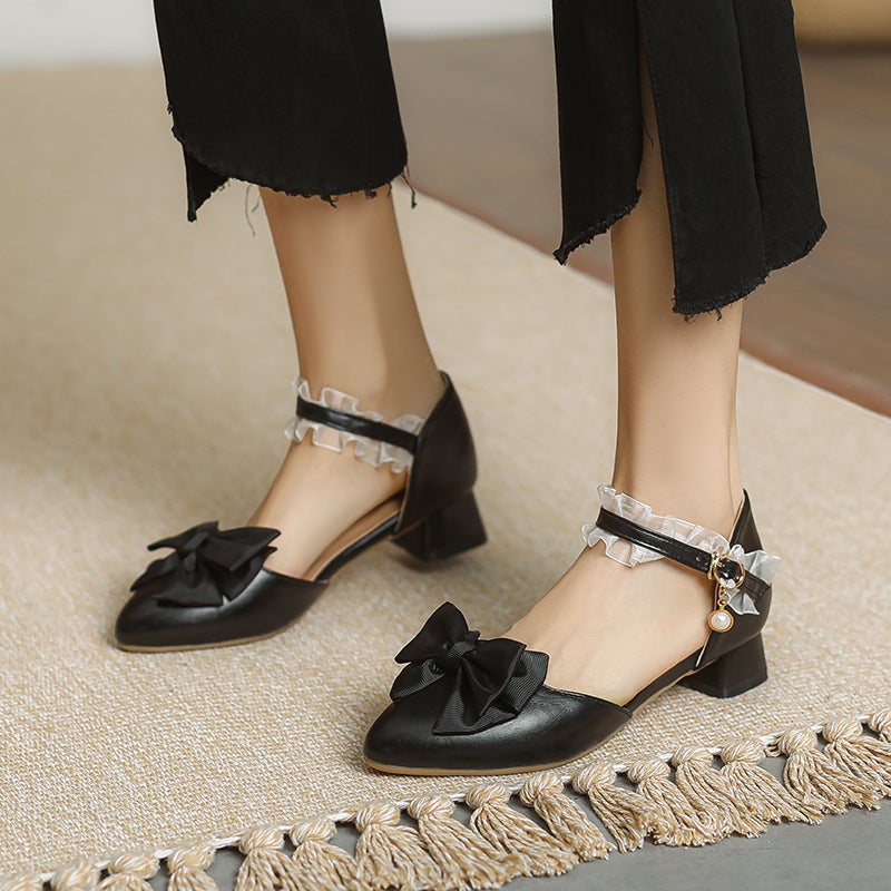 2023 Spring And Low Heel Lace 28-43 Size Pointed Bow Sandals - Image 2
