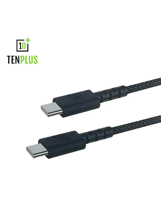 تنبلس كابل نايلون USB C إلى USB C شحن سريع لهاتف iPhone 17/16 Pro Max iPad mini 6 MacBook Pro Air Samsung S25 S24 1.8M أسود - Image 2