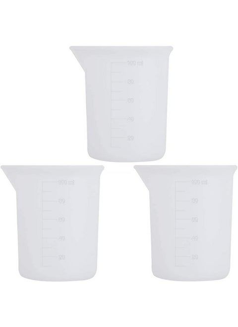 3 Silicone Measuring Cups for Resin 100ml,Nonstick Silicone Mixing Cups/DIY Glue Tools Epoxy Resin Cups Reusable Precise Scale Resin Mixing Cups for Casting Molds, Slime, Art, Waxing