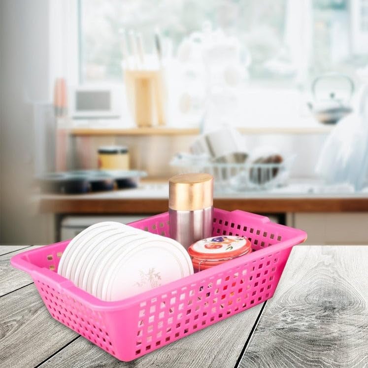 ATEVON Plastic Storage Basket – Medium-Sized Durable Organizer for Kitchen, Pantry, Office & Home, Breathable Perforated Design, Multipurpose Storage Bin for Shelves & Countertops - Image 2