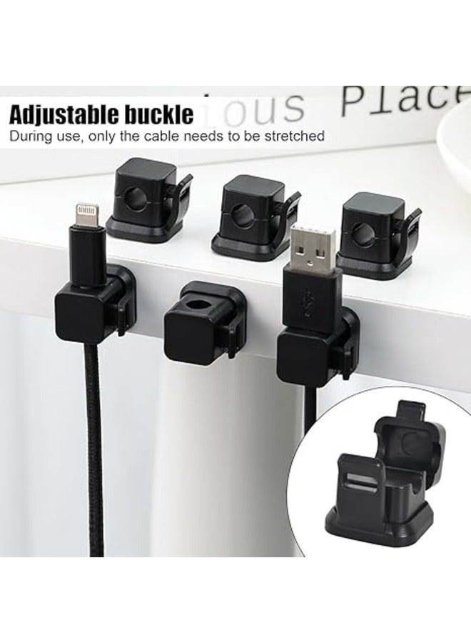 H.F.J HFJ 6-Pack Adhesive Cable Organizer – Charger and Cord Management Clips for Home, Office, Wall, Desktop, and Nightstand. Ideal for Power Cords, USB Cables, TV Wires, and PC Accessories. (BLACK) - Image 3