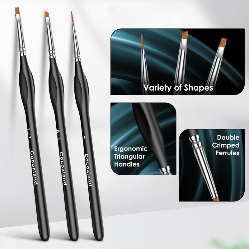 cocoaland Miniature Paint Brushes,15Pcs Small Fine Tip Paintbrushes, Micro Detail Paint Brush Set, Triangular Grip Handles Art Brushes Perfect for Acrylic, Watercolor, Oil, Craft, Models(Black) - Image 3