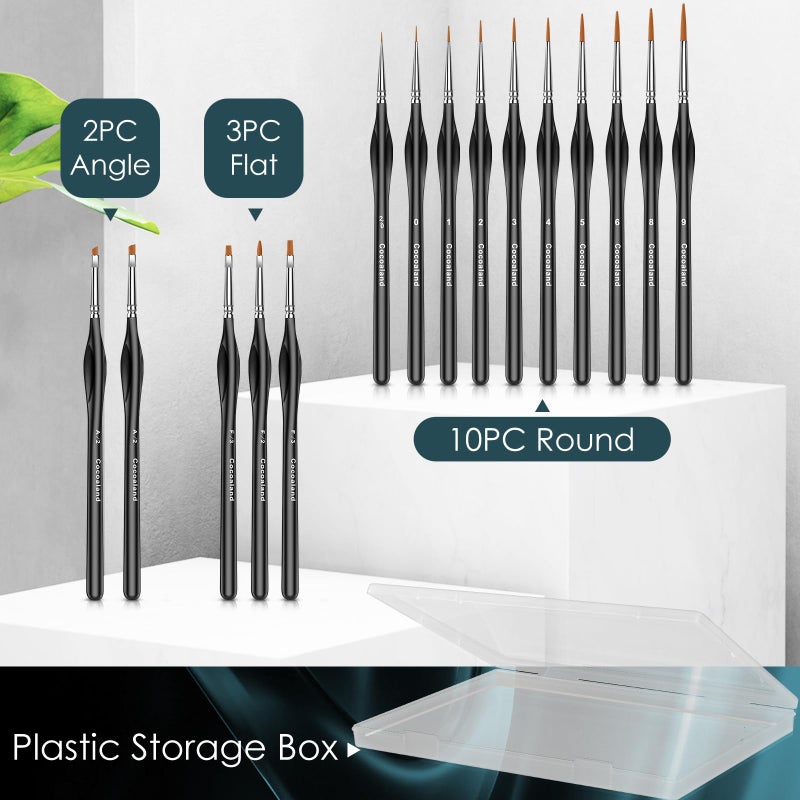 cocoaland Miniature Paint Brushes,15Pcs Small Fine Tip Paintbrushes, Micro Detail Paint Brush Set, Triangular Grip Handles Art Brushes Perfect for Acrylic, Watercolor, Oil, Craft, Models(Black) - Image 2