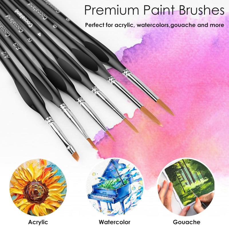cocoaland Miniature Paint Brushes,15Pcs Small Fine Tip Paintbrushes, Micro Detail Paint Brush Set, Triangular Grip Handles Art Brushes Perfect for Acrylic, Watercolor, Oil, Craft, Models(Black) - Image 5