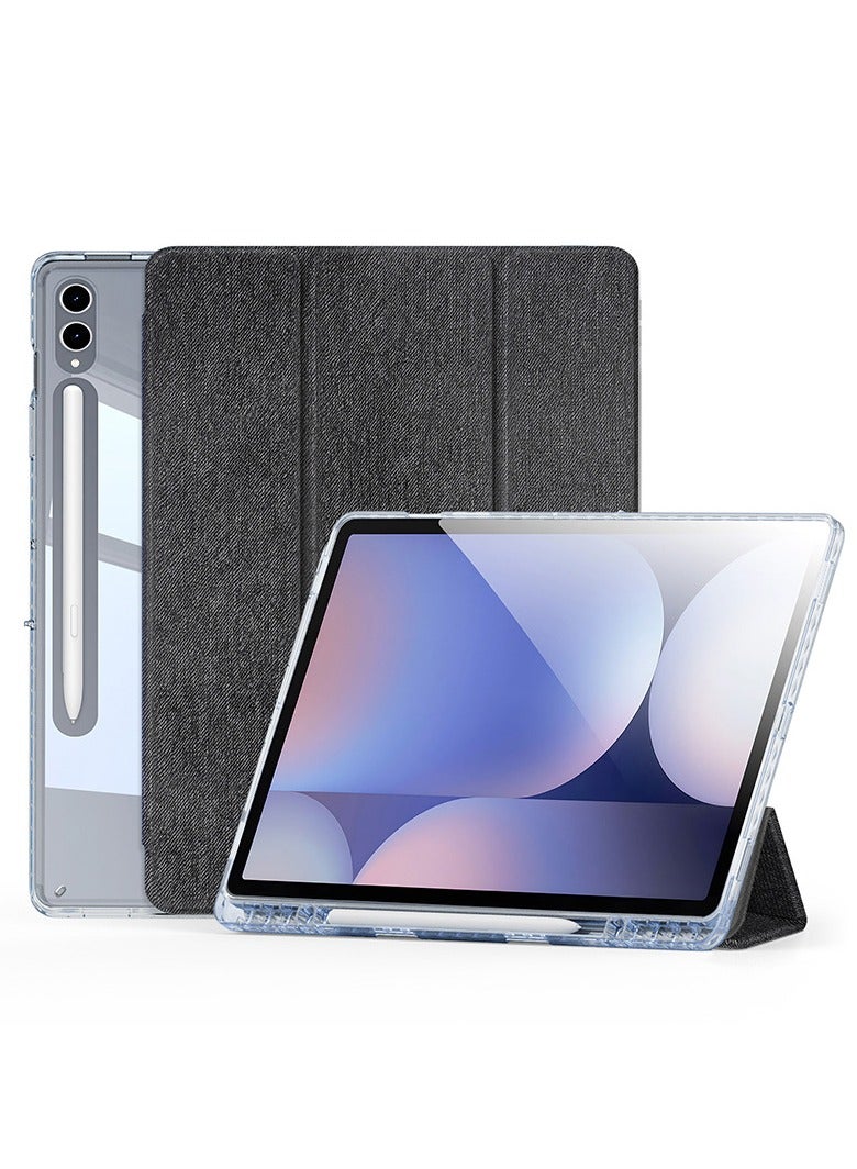 Clear Case Compatible with Samsung Galaxy Tab S10 Ultra, Built-in Auto Sleep/Wake u0026 Pen Slot u0026 Stand Function, Tri-fold Anti-yellowing Kids-Friendly Protective Cover