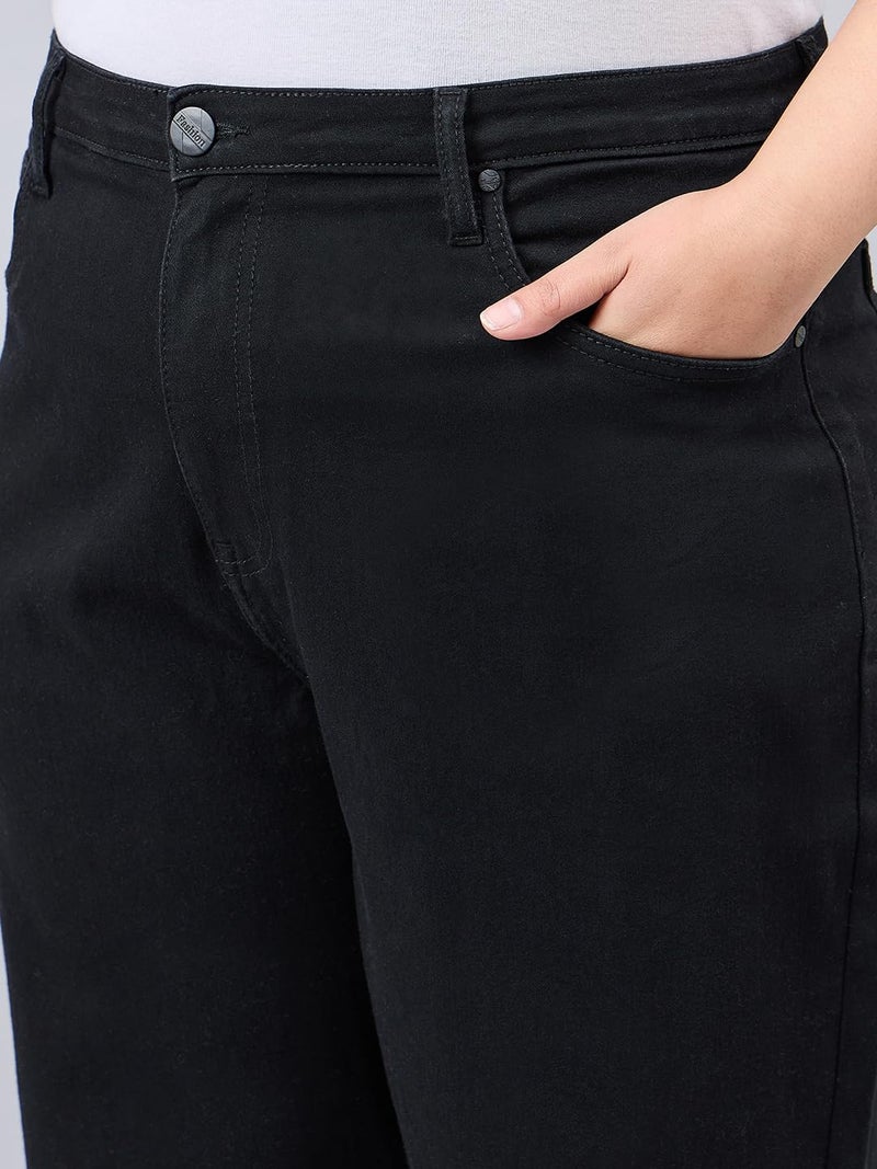 Style Quotient Women Plus Size Black Mom Fit High Rise Stretchable Jeans - Image 3