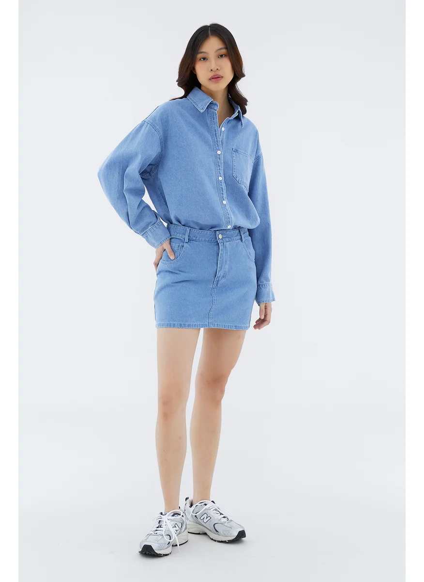 The Editor's Market Dawne Mid-Rise Mini Denim Skirt