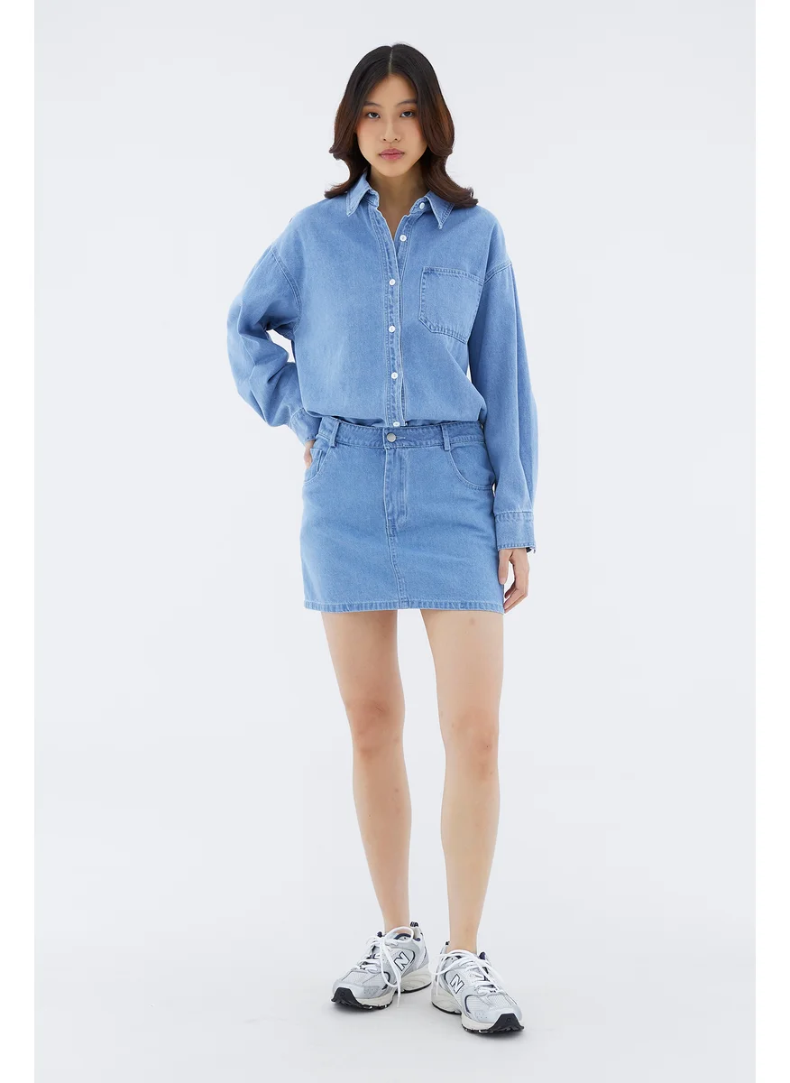 The Editor's Market Dawne Mid-Rise Mini Denim Skirt