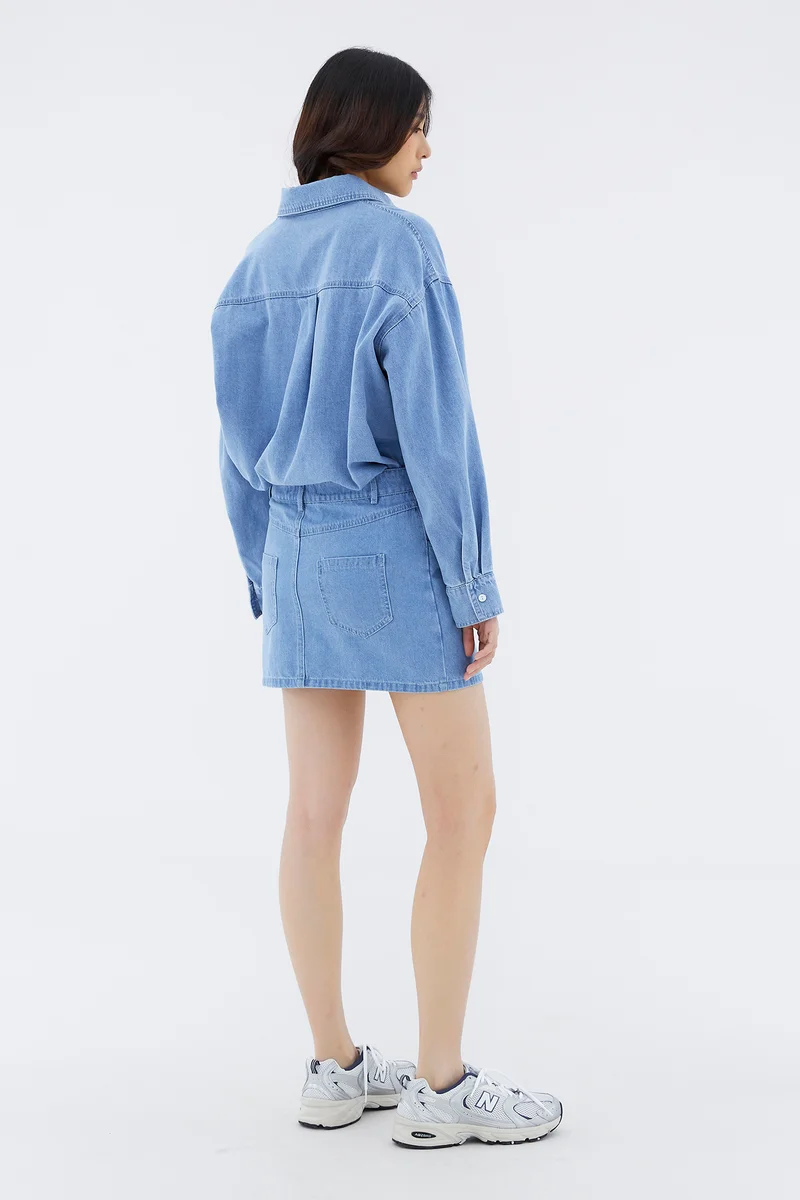 The Editor's Market Dawne Mid-Rise Mini Denim Skirt