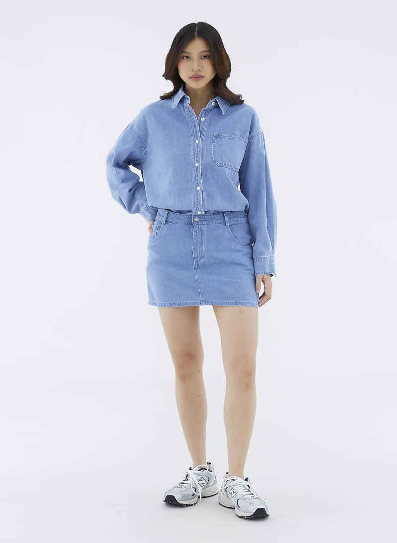 The Editor's Market Dawne Mid-Rise Mini Denim Skirt