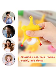 Civaner 6 Pieces Funny Toys Novelty Chicken And Eggs Stress Relieve Toys Venting Anger Rubber Chicken Laying Egg Chicken Toys Funny Rubber Chicken Keychain For Releasing Stress  - Image 5