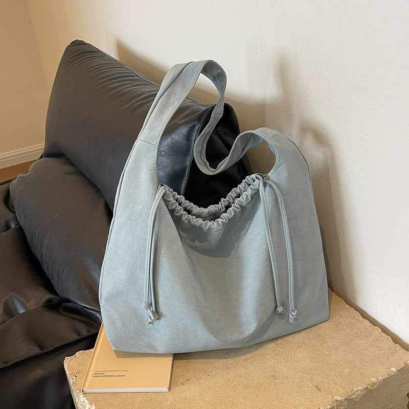 Casual Drawstring Shoulder Bag Women'S Bag Ins Simple Large Capacity Shoulder Bag Trendy Tote Bag - Image 1