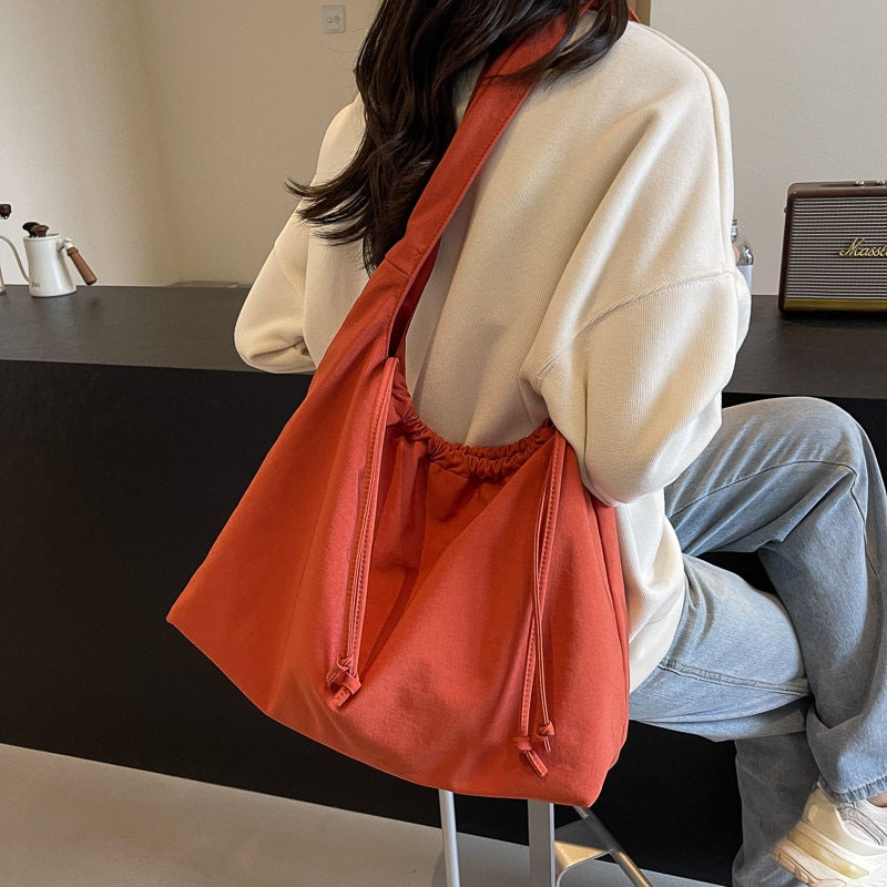 Casual Drawstring Shoulder Bag Women'S Bag Ins Simple Large Capacity Shoulder Bag Trendy Tote Bag - Image 2