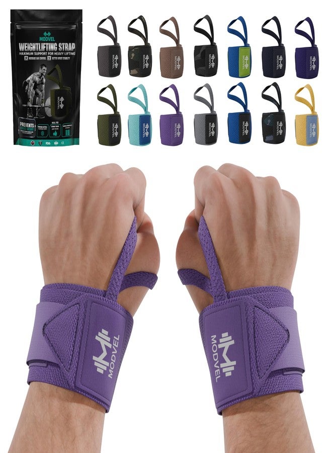 Modvel Adjustable Wrist Wraps for Gym & Lifting – Thick, Breathable Support Straps for Wrist Stability, Comfort & Grip – Ideal for Weight Training, CrossFit & Gym Workouts – Lavender (2-Pack) - Image 1