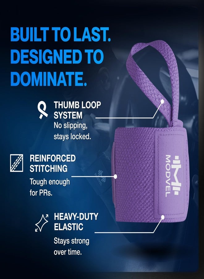 Modvel Adjustable Wrist Wraps for Gym & Lifting – Thick, Breathable Support Straps for Wrist Stability, Comfort & Grip – Ideal for Weight Training, CrossFit & Gym Workouts – Lavender (2-Pack) - Image 3
