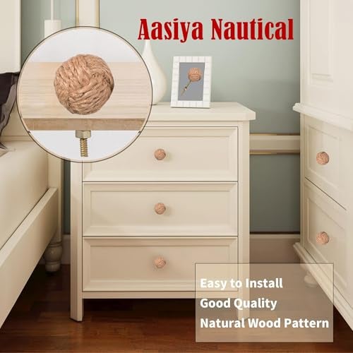 Aasiya Nautical Set of 12 Jute Rope Cabinet Knobs – Beach Style Drawer Pulls & Door Handles – Coastal Home Decor Hardware – Handmade Nautical Rope Knots for Cabinets, Dressers & Cupboards - Image 3