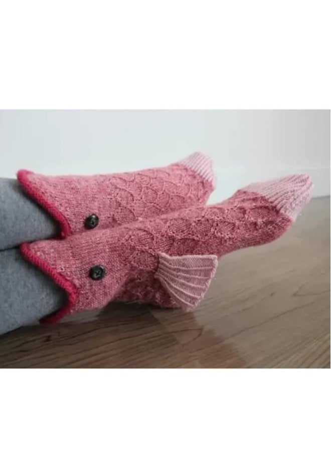 Knit Crocodile Socks, Funky Knitting Pattern Whimsical Alligator Knitting Cuff Socks - Image 1
