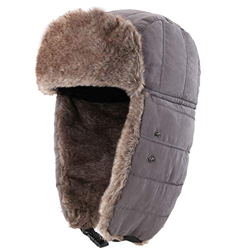Connectyle Trooper Trapper Hat with Mask Warm Winter Hats for Men Women Ear Flaps Hunting Hat Grey - Image 2