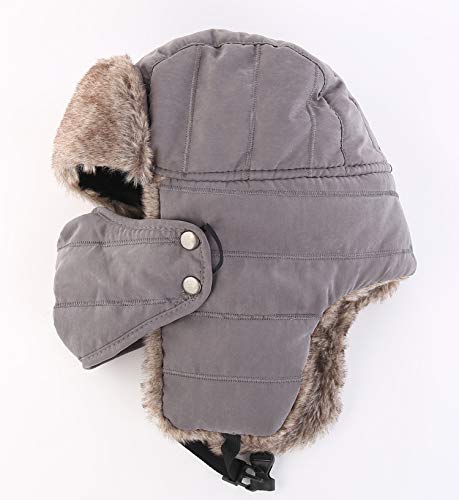 Connectyle Trooper Trapper Hat with Mask Warm Winter Hats for Men Women Ear Flaps Hunting Hat Grey - Image 3