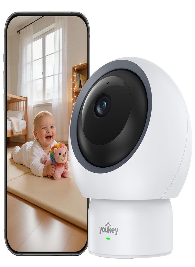 youkey 2.5K Baby Monitor, AI Crying & Motion Detection for Peace of Mind, 360° Pan/Tilt, Invisible Night Vision, Two-Way Audio to Soothe & Comfort, No Subscription, Local Storage, 2.4GHz & 5G - Image 1
