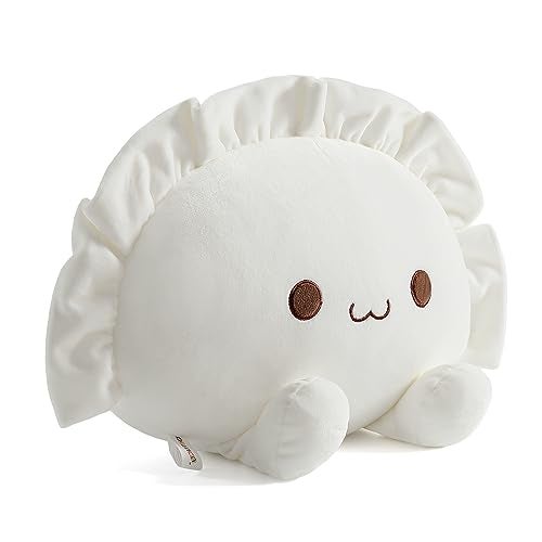 Ditucu Cute Pierogi Pillow Dumpling Plush Funny Food Soup Stuffed Animal Plushies Toys Soft Hugging Gifts for Kids White 14 inch - Image 1