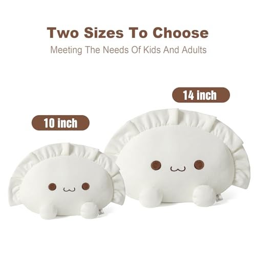 Ditucu Cute Pierogi Pillow Dumpling Plush Funny Food Soup Stuffed Animal Plushies Toys Soft Hugging Gifts for Kids White 14 inch - Image 5