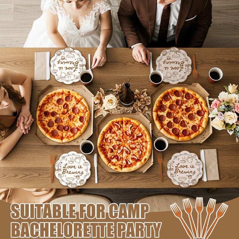 Zubebe 120 Pieces Love Is Brewing Bridal Shower Decorations Party Supplies Favors For 24 Guests  Paper Plates (7 And 9 Inch)  Cups  Forks  Paper Napkins  Disposable Dinnerware - Image 5