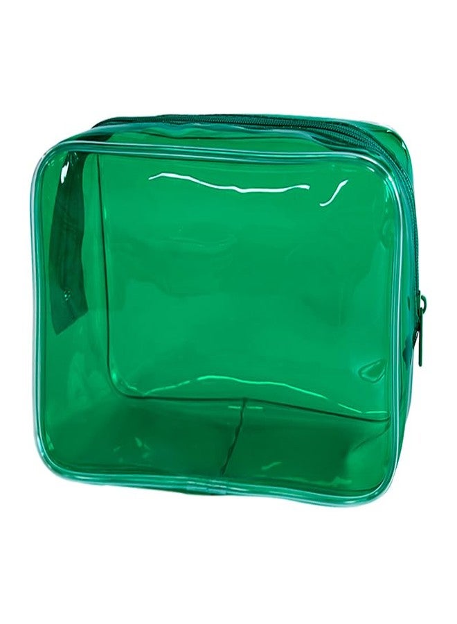 TotePrint Neon Clear Pouch Small, Clear Makeup Bag, 7"x2.3"x4.7" Size TSA Approved Toiletry Bag, Clear Travel Bags for Toiletries, Clear Cosmetic Bag for Women and Men Small (dark green) - Image 1
