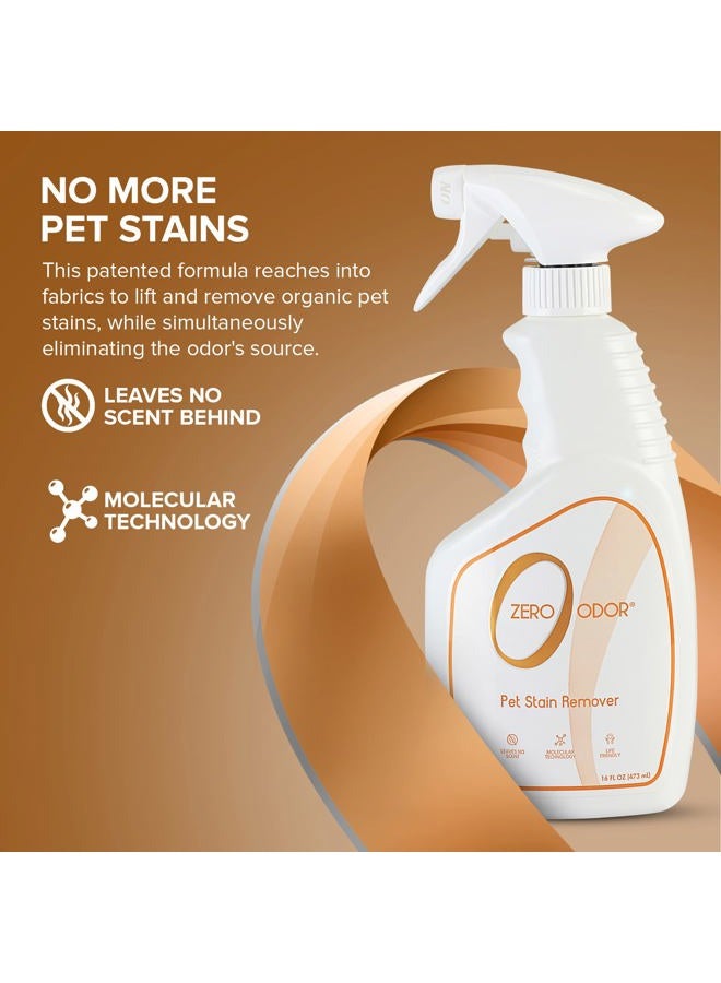 Zero Odor Pet Stain Remover & Odor Eliminator - Permanently Remove Stain & Odor with Patented Technology Best for Carpet, Furniture, Floors, Pet Bed– Look and Smell Great, 16oz (Over 400 Sprays) - Image 2