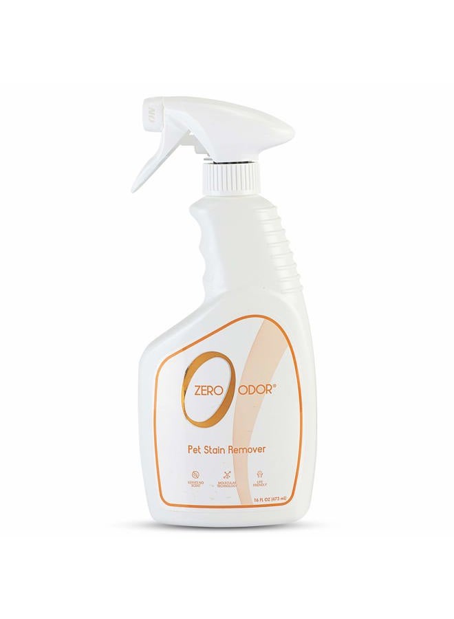 Zero Odor Pet Stain Remover & Odor Eliminator - Permanently Remove Stain & Odor with Patented Technology Best for Carpet, Furniture, Floors, Pet Bed– Look and Smell Great, 16oz (Over 400 Sprays) - Image 1