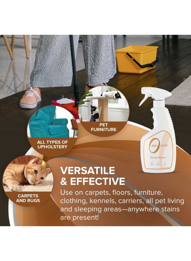 Zero Odor Pet Stain Remover & Odor Eliminator - Permanently Remove Stain & Odor with Patented Technology Best for Carpet, Furniture, Floors, Pet Bed– Look and Smell Great, 16oz (Over 400 Sprays) - Image 3