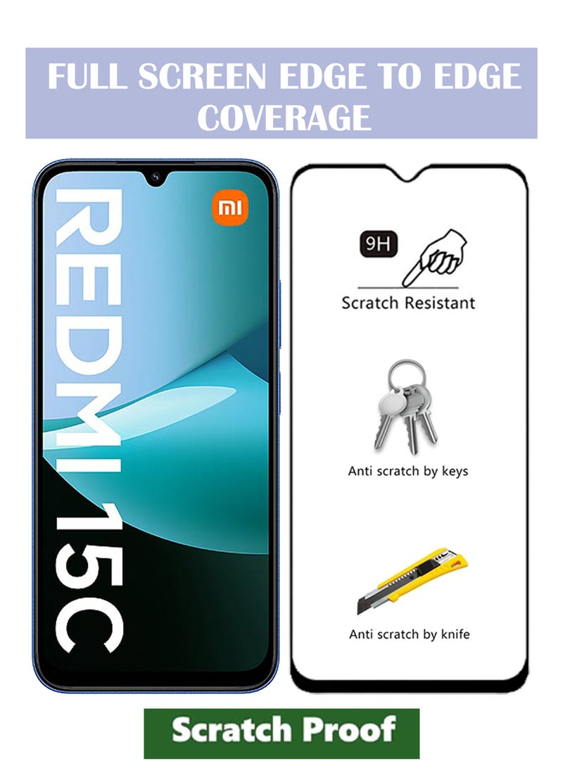 For Xiaomi Redmi 15C 4G - Tempered Glass Screen Protector - Delicate Touch , Higher Transparency , Easy to Install ,Anti-scratch and Bubble-free Screen Protector - Black - Image 2