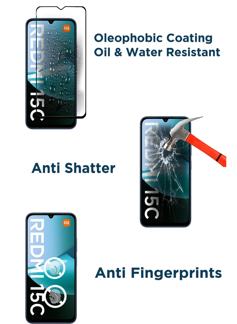 For Xiaomi Redmi 15C 4G - Tempered Glass Screen Protector - Delicate Touch , Higher Transparency , Easy to Install ,Anti-scratch and Bubble-free Screen Protector - Black - Image 3