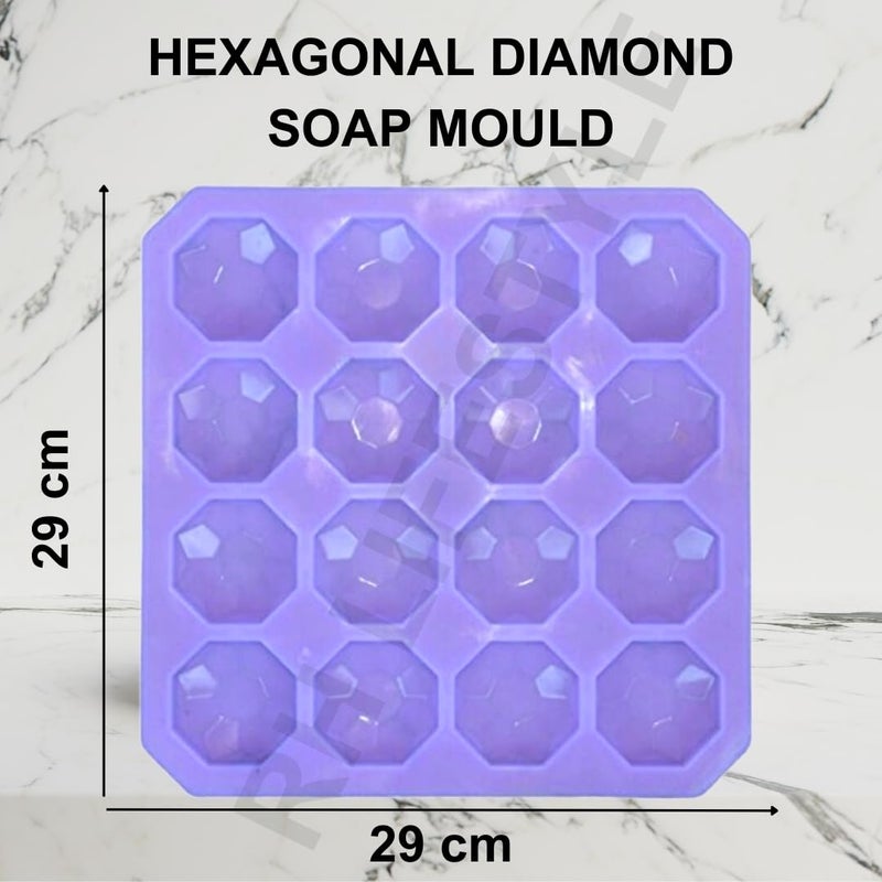 R H LIFESTYLE Diamond Shaped Silicone Soap Mold with 16 Cavities 29 x 29 x 2 cm Multicolor