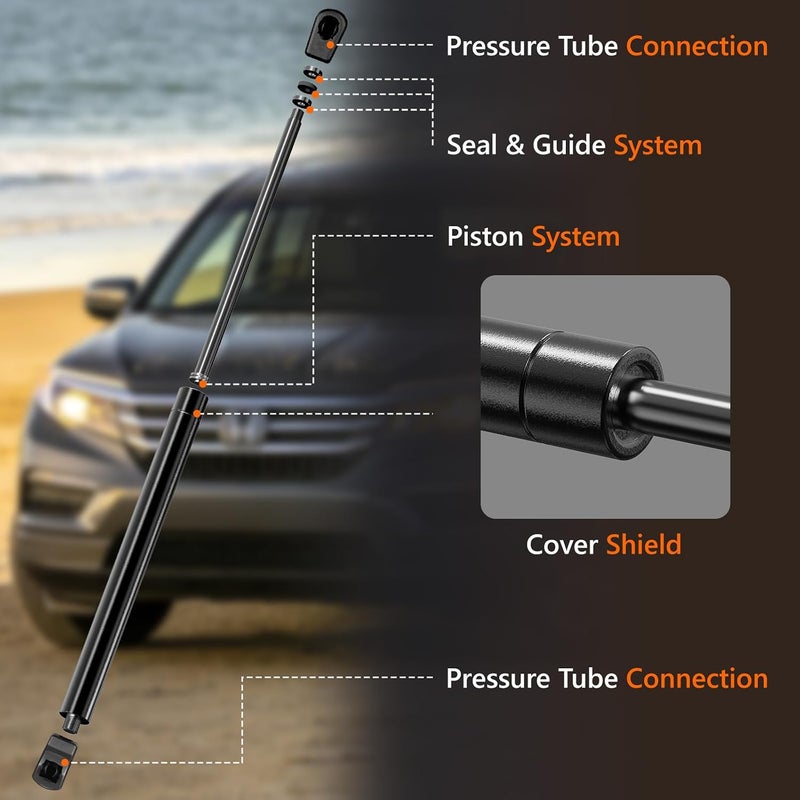 Blshwez Rear Window Struts, Heavy-Duty Rear Glass Shocks Lift Supports for 2009-2015 Honda Pilot Base/EX/EX-L/EXL/LX/SE/Touring Models, Replaces OEM# 240917 74825SZAA01, 2PCS - Image 3