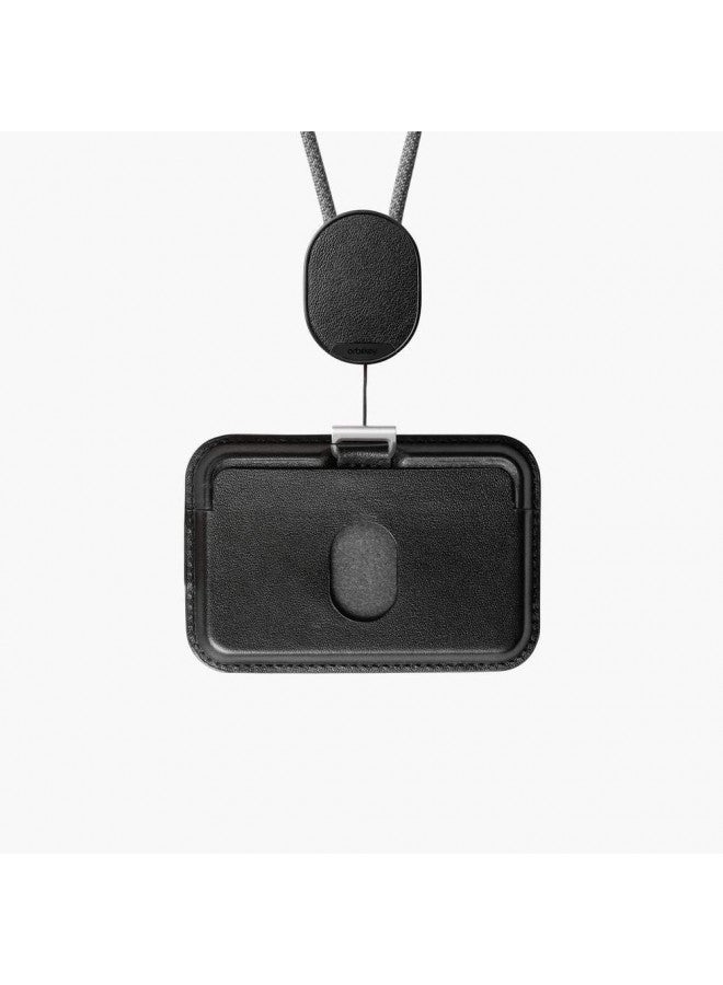 Orbitkey Orbitkey ID Card Holder Pro | Made with LWG-Certified Top Grain Leather and Durable Dyneema Cord | Holds 1 Access Card & 2 RFID Cards | Interchangeable Orientation | (with Lanyard, Black) - Image 3