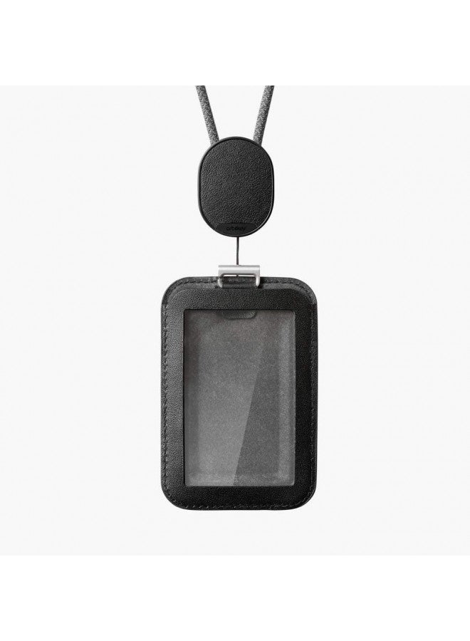 Orbitkey Orbitkey ID Card Holder Pro | Made with LWG-Certified Top Grain Leather and Durable Dyneema Cord | Holds 1 Access Card & 2 RFID Cards | Interchangeable Orientation | (with Lanyard, Black) - Image 2