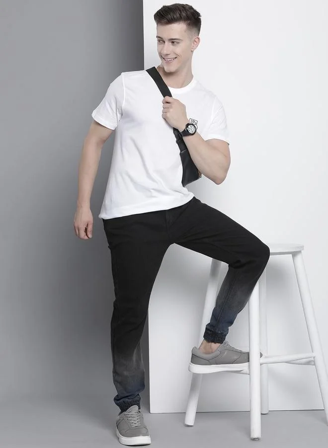 The Indian Garage Co Black Men Black Slim Fit Solid Denim Joggers for Men | Best Price UAE