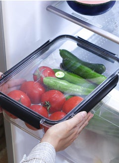 Phoenix Acrylic Refrigerator Food Container,Food Box Set Of 3Pieces With Airtight Lock - Clear Silicone Sides Black  - Image 3