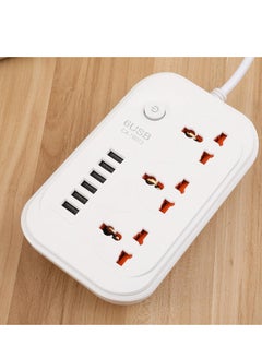 White 3 Socket+6 USB T6013