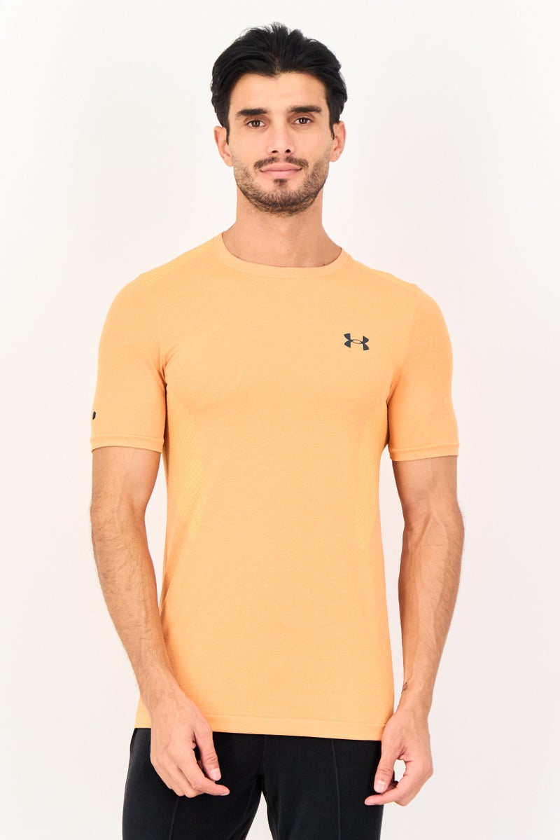 UNDER ARMOUR Men Fitted Short Sleeve Rush Seamless Training T-Shirt, Orange - Image 1