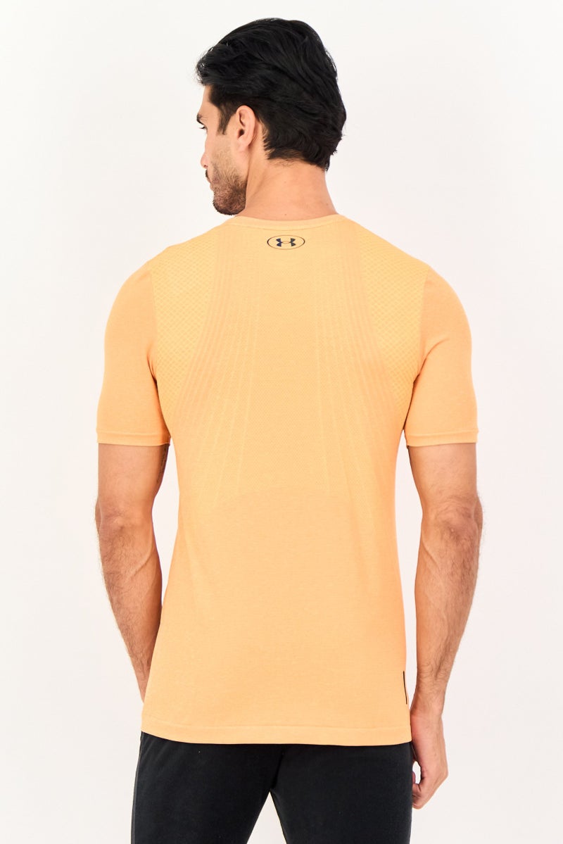 UNDER ARMOUR Men Fitted Short Sleeve Rush Seamless Training T-Shirt, Orange - Image 2