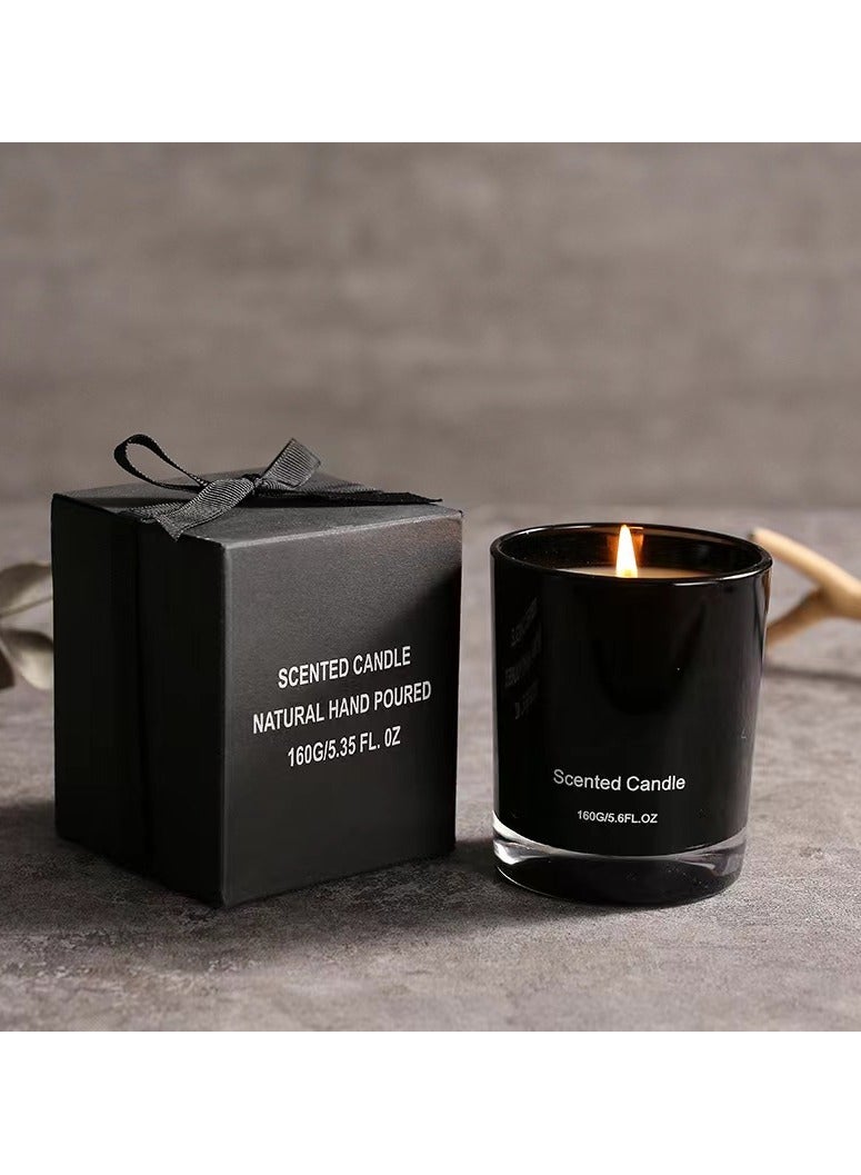 Scented Candle شمعة معطرة فاخرة للعلاج العطري - جرة مع غطاء، 160 غرام | هدية مثالية وديكور منزلي(المريمية وملح البحر) - Image 1