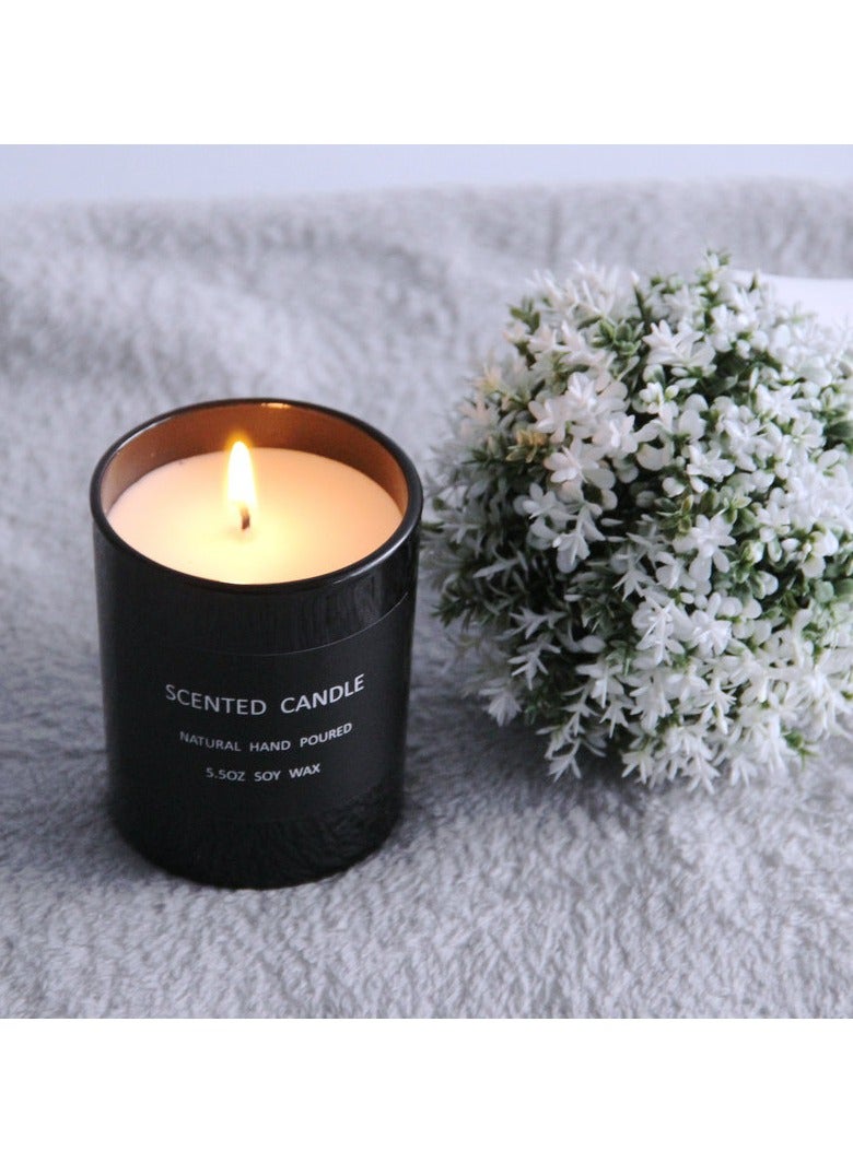 Scented Candle شمعة معطرة فاخرة للعلاج العطري - جرة مع غطاء، 160 غرام | هدية مثالية وديكور منزلي(المريمية وملح البحر) - Image 4