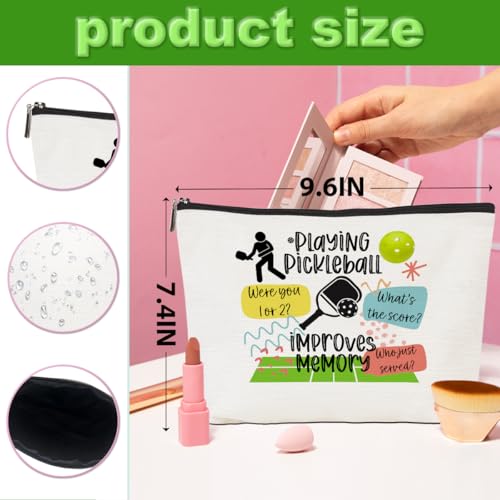 CQM 4pcs Pickleball Gifts Makeup Bag Ball Player Cosmetic Bag Ball Lover with Zipper Pouch Accessories Pickleball Lover Gifts for Women Girls Mom Fans Player Friendship Travel Cosmetic Pouch - Image 3